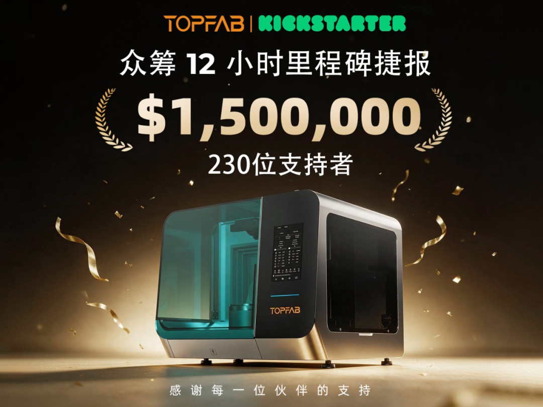 12小时破150万美元！拓璞 TOPFAB TF500桌面AI五轴机床引爆海外众筹